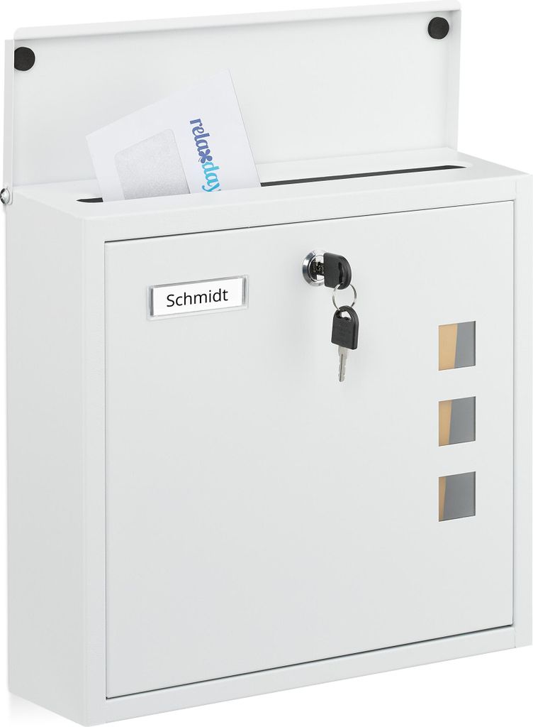 Relaxdays Briefkasten mit Sichtfenstern, HxBxT: 33 x 35 x Produktbild 