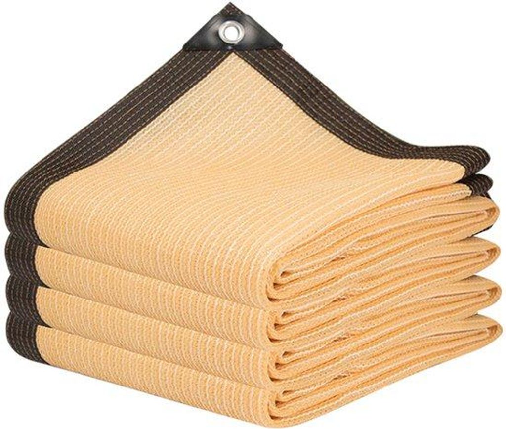 Beige 85% UV-schutzschirm mit Durchlauftüchern, atmungsaktives Schattenetz, 4 x 4 m, rechteckiger Sonnenschirm, Pergola-Abdeckung für Garten, Poo...
