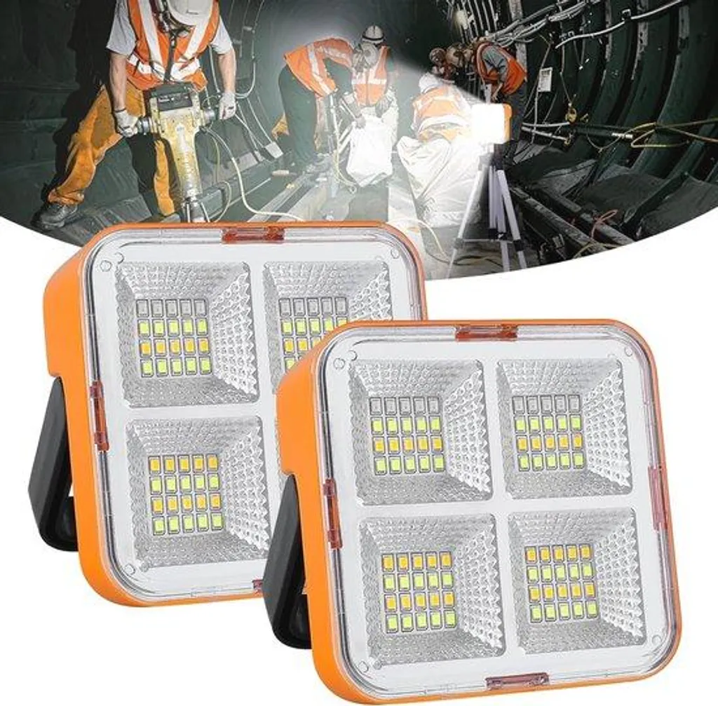 Lampe de travail solaire rechargeable 80 LED avec batterie intégrée USB