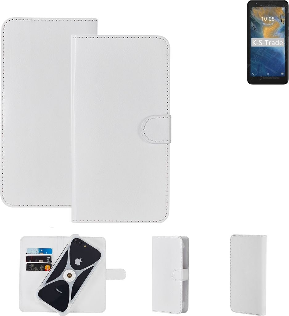 K-S-Trade Handy Hülle Schutz Hülle kompatibel mit ZTE Blade A31 Lite Cover Case Bookstyle Bumper weiß 1x