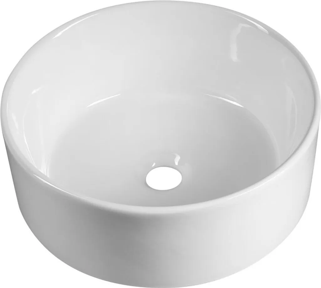 Vasque en céramique à poser blanche de 40 cm pour salle de bain moderne