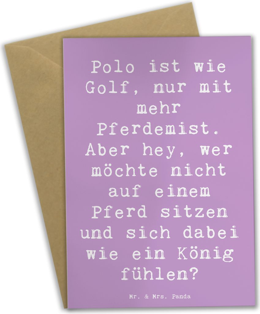 Mr. & Mrs. Panda Beileidskarte Spruch Polo Abenteuer - Lavendeltraum - Geschenk, Sportart, Grußkarten, glückwunschkarten, Sportler Geschenke, Pr...