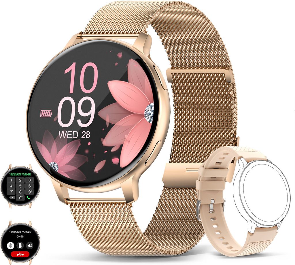 Smartwatch Herren Bluetooth Voice Calling Herzfrequenz Gesundheit Monitor 1,39 Zoll großen Bildschirm Mode Sport IP67 wasserdichte Damen Smartwatch