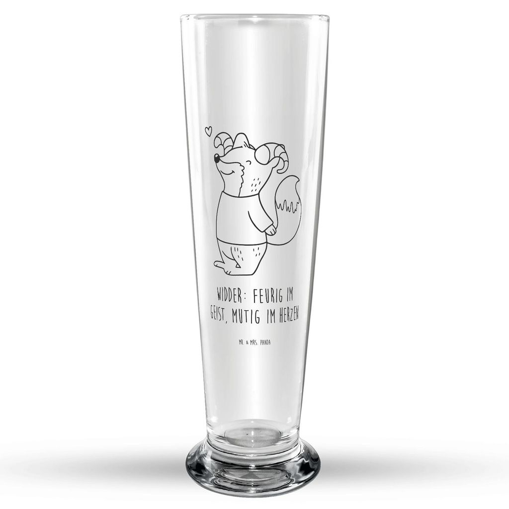 Mr. & Mrs. Panda Bierglas Widder Astologie - Transparent - Geschenk, Bier Glas, Astrologie, Glasbecher, Tierkreiszeichen, Trinkglas, Geburtstagsges...