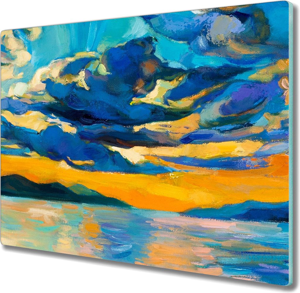 Coloray Hackbrett Küchenbrett Kochplattenabdeckung Schneidebrett Herdabdeckplatte 60x52 cm - Sea Sonnenuntergang Himmel