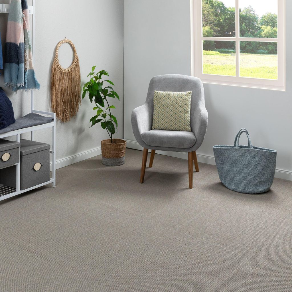Steffensmeier Sisal Teppichboden Salinas Meterware | Auslegware für Flur, Büro, Diele, Stuhlrolleneignung | Grau, Größe: 400x400 cm
