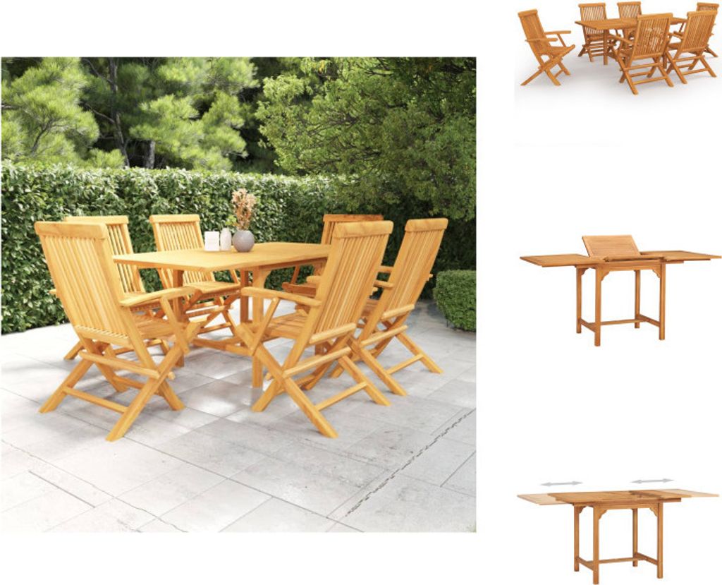 vidaXL 7-tlg. Garten-Essgruppe Massivholz Teak - Gartenmöbel-Sets