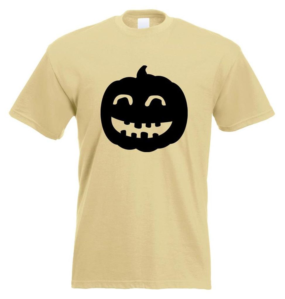 Kiwistar - T-Shirt - Khaki - Happy Kürbis grinsend Horror Motiv Bedruckt Funshirt Design Print - mit Motiv Bedruckt - Funshirt Design - Sport - Fr...