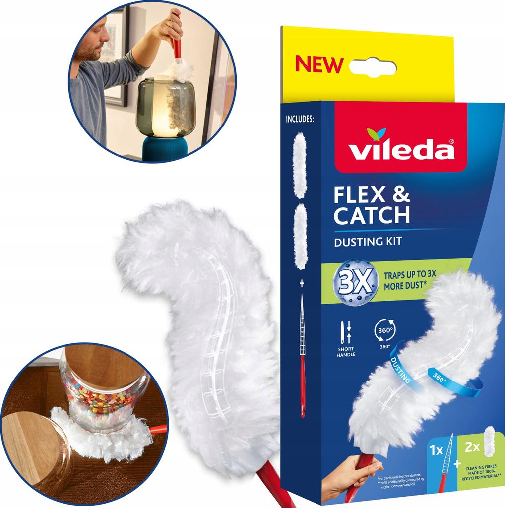 Miotełka do kurzu z krótką rączką + 2 wkłady Vileda Zdjęcie produktu 