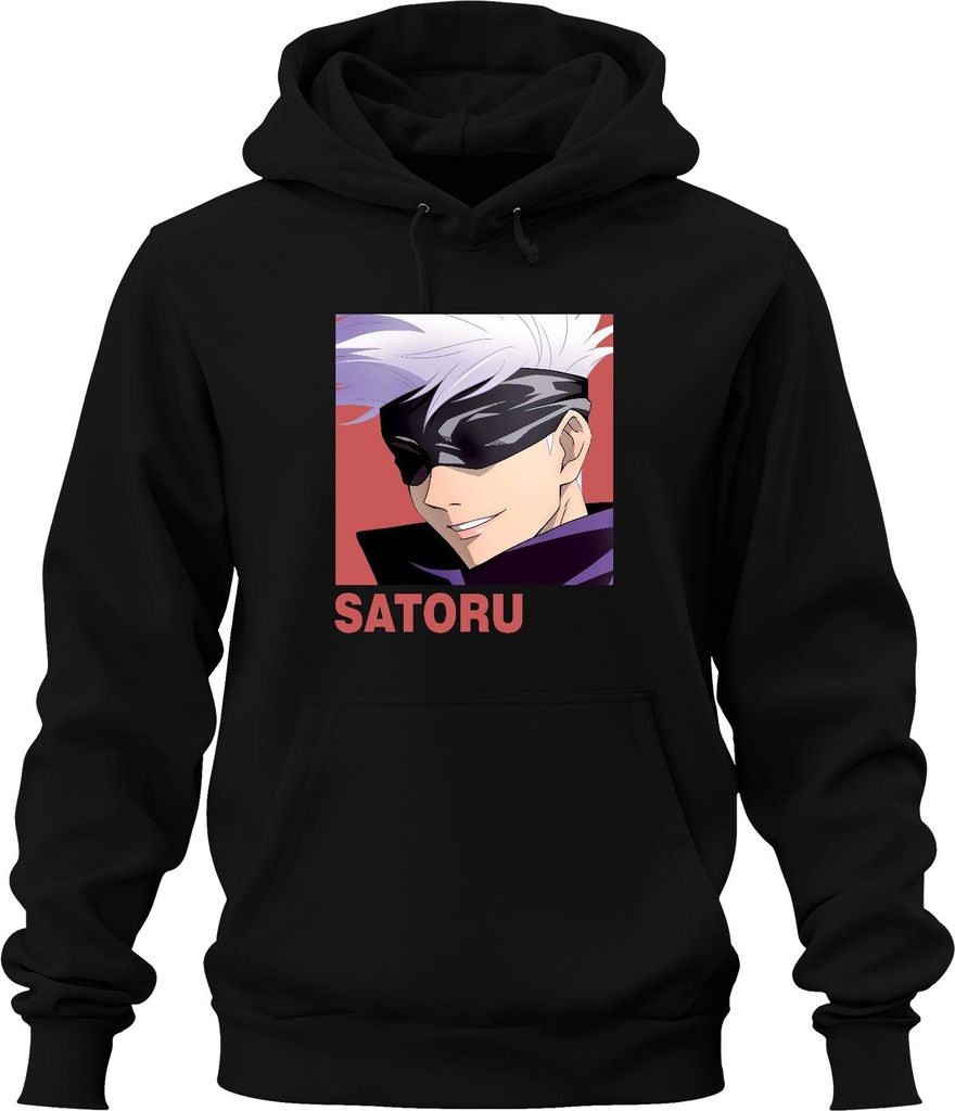 Satoru Gojo Jujutsu Kaisen Augenbinde Anime Ästhetik Fan Geschenk Uni Hoodie Kapuzenpullover, Schwarz, XXL