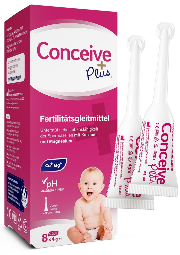 Conceive Plus Kinderwunsch-Gleitgel – 8 vorgefüllte Produktbild  KI-generiertes Bild