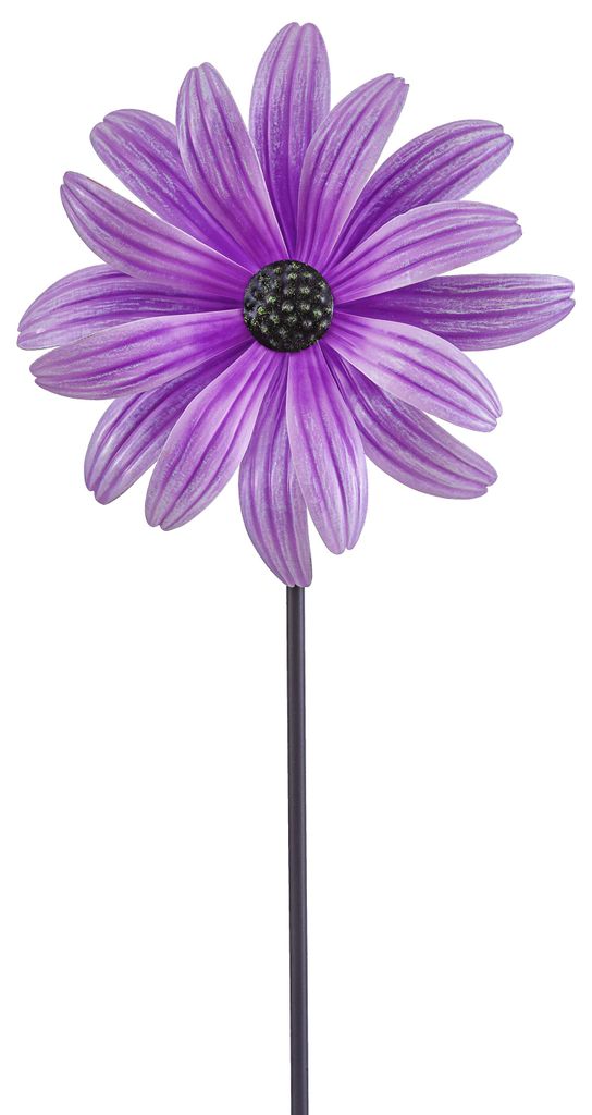 Dehner Windrad Blume, frostbeständiges Windspiel, Ø 25.5 cm, Höhe 115 cm, Eisen, lila