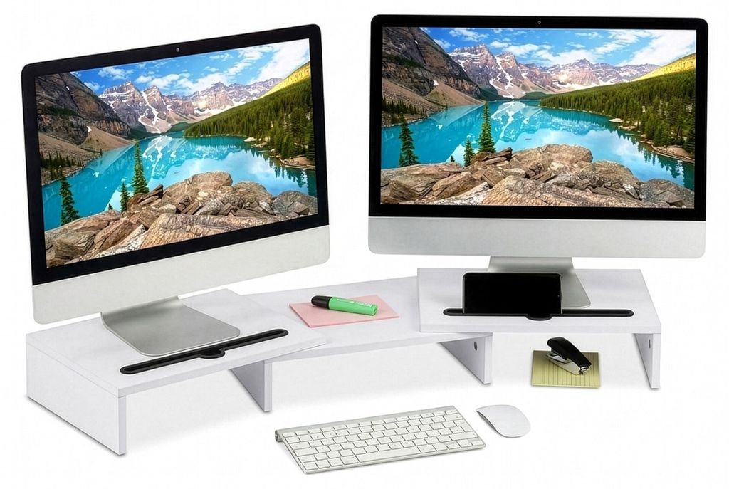 Relaxdays Monitorständer, 2 Monitore, ausziehbare Segmente, Produktbild 
