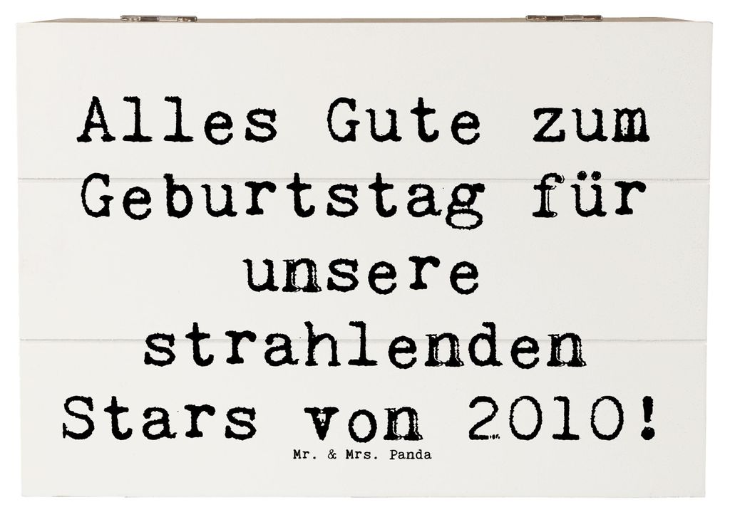 Mr. & Mrs. Panda Kiste Spruch 2010 Geburtstag Stars 22 x 15 cm - Weiß - Geschenk, Feierlichkeiten, Geburtstagsgeschenk, Alter, handgemachte Gesche...