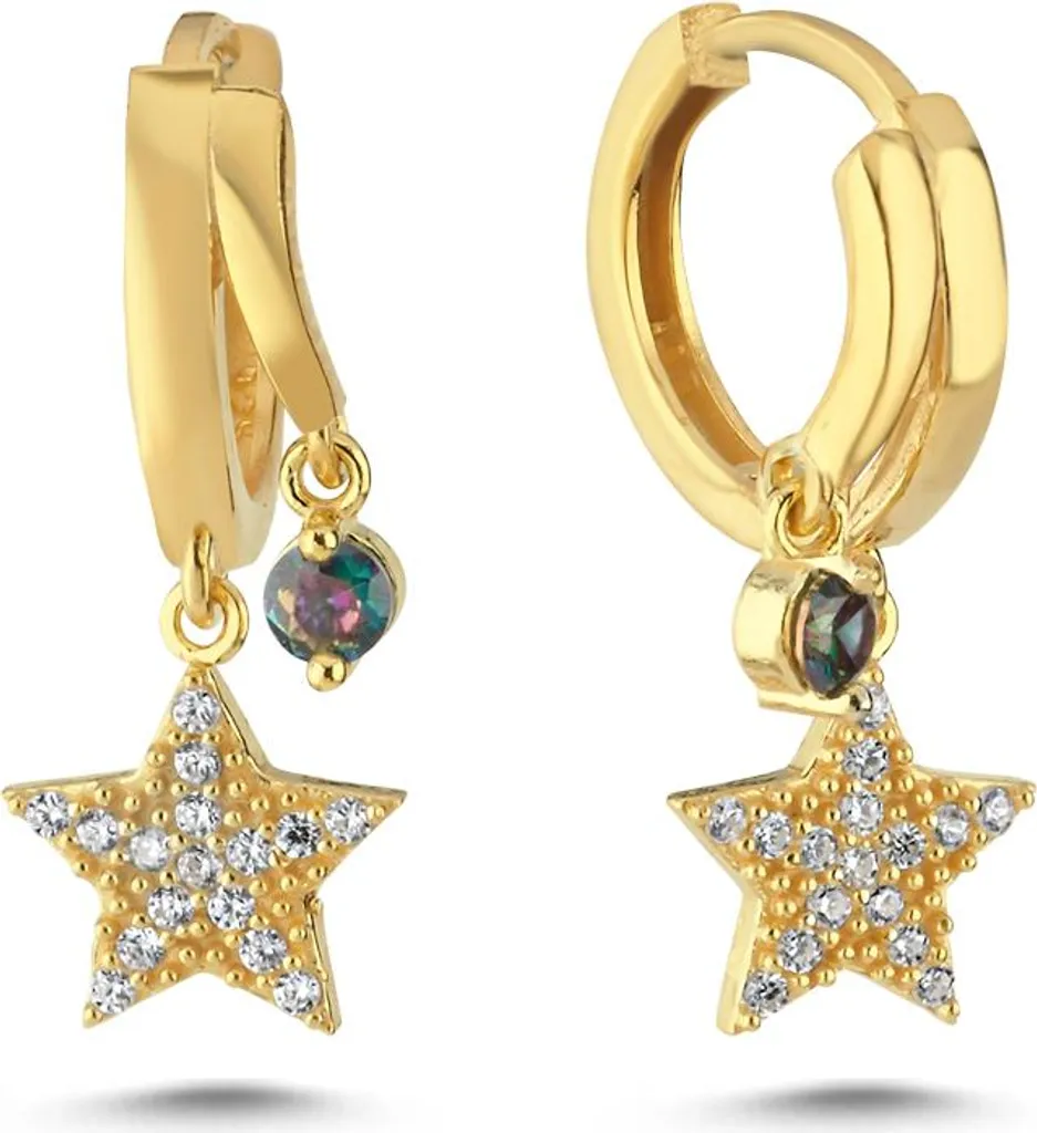 Boucles d'oreilles argent 925 et topaze bleue - Pendentif étoile céleste