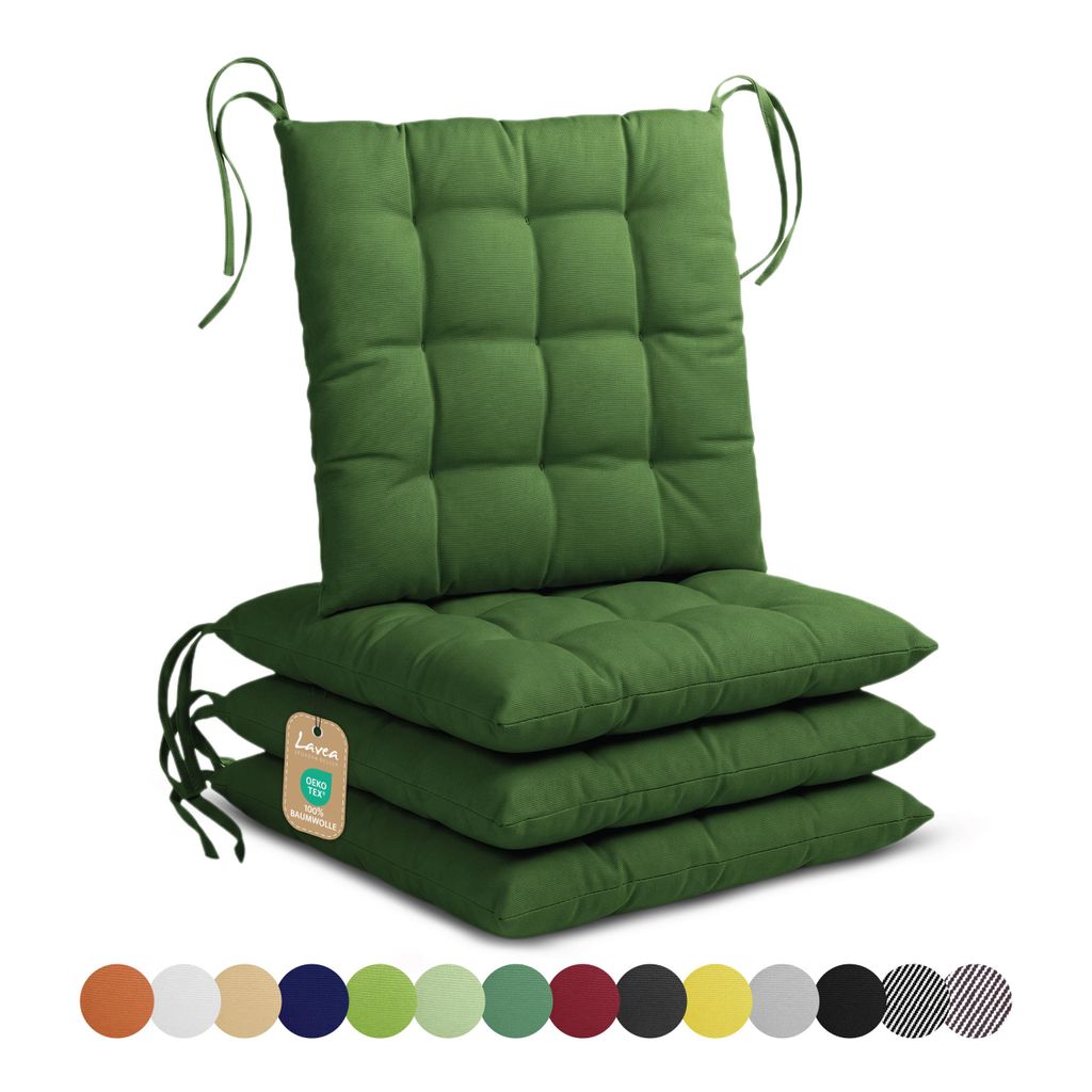 Lavea® Sitzkissen 40x40 cm - 4er Set,  mit Stoffbändern – Produktbild 
