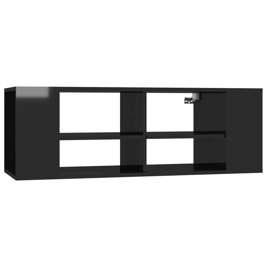 Banc TV suspendu noir laqué 102 cm pour salon contemporain vidaXL