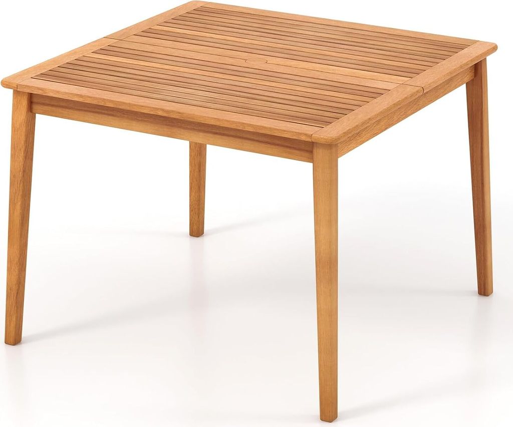 KOMFOTTEU Gartentisch mit 5 cm Schirmloch, Esstisch aus Akazienholz, Holztisch für 4/6/8 Personen, Terrassentisch für Garten, Hinterhof, Veranda ...