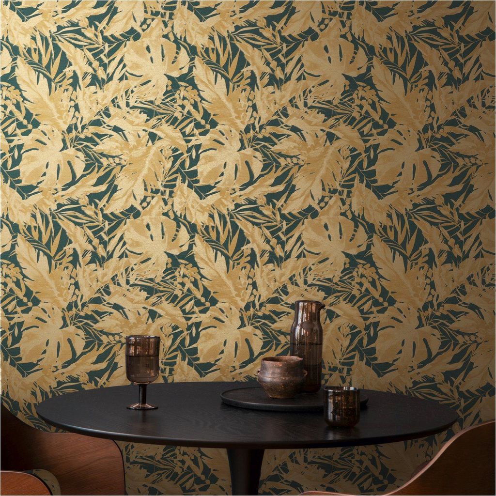 A.S. Creation Vliestapete 10.05 x 0.53 m Livingwalls Dschungel Tapete Petrol 790636 Palmen CosmoLiving by Cosmopolitan