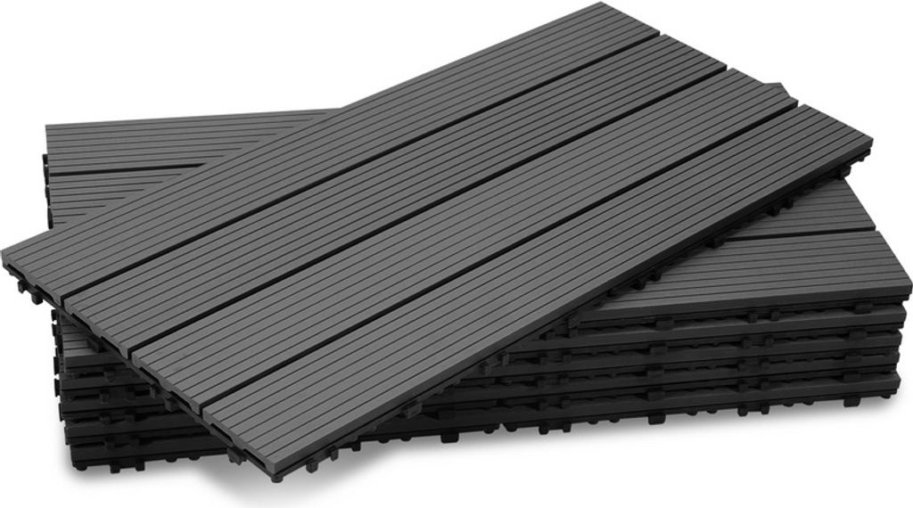 Clanmacy Terrassenfliesen Balkon, WPC Fliesen Wasserfilterbar Terrassen Garten, Anthrazit 30x60cm 12 Stück