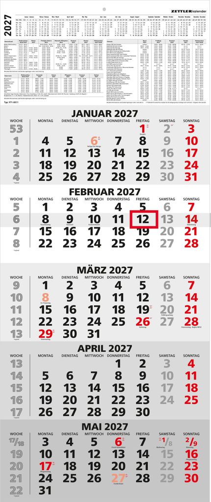 5-Monatskalender 2027 Produktbild 