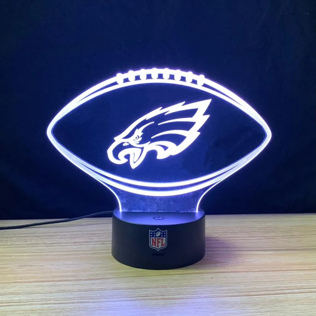 Lampe Logo Philadelphia Eagles NFL Multicolore à LED avec 6 Modes 20cm