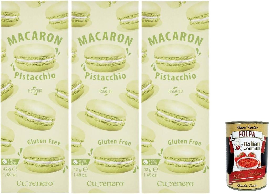Cuorenero Macaron Pistacchio, gluten frei, gluten free, Kosher, Macaron Pistaziencreme 3x 42g + Italian Gourmet polpa 400g