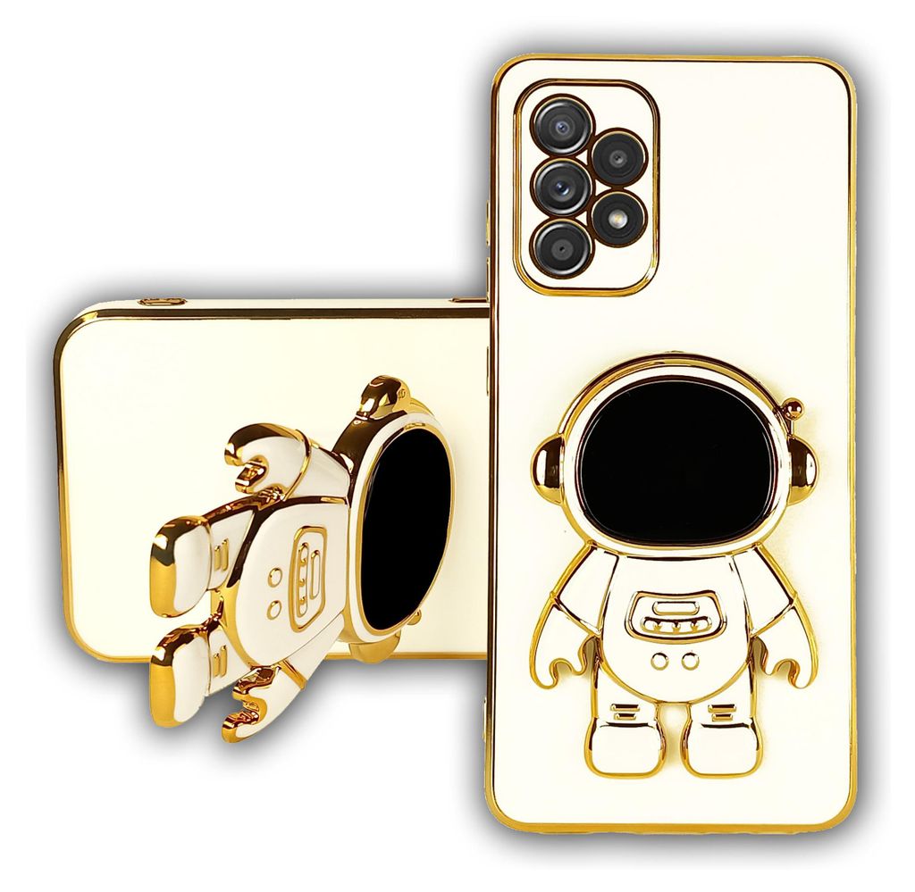 3D ASTRONAUT TPU Hülle Weiss Gold für Samsung Galaxy A52 Produktbild 