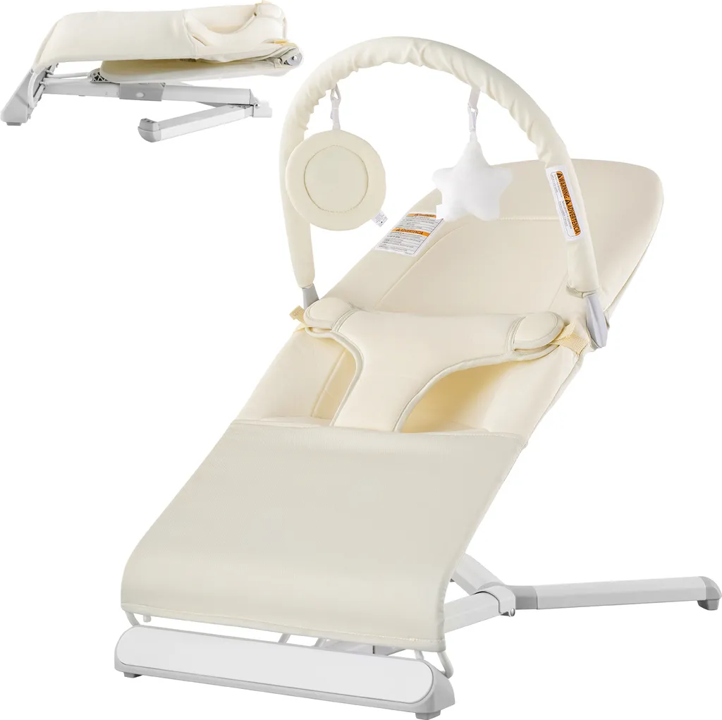 Siège Bébé Voyage et Maison : Transat Pliable Deux Positions Beige VEVOR