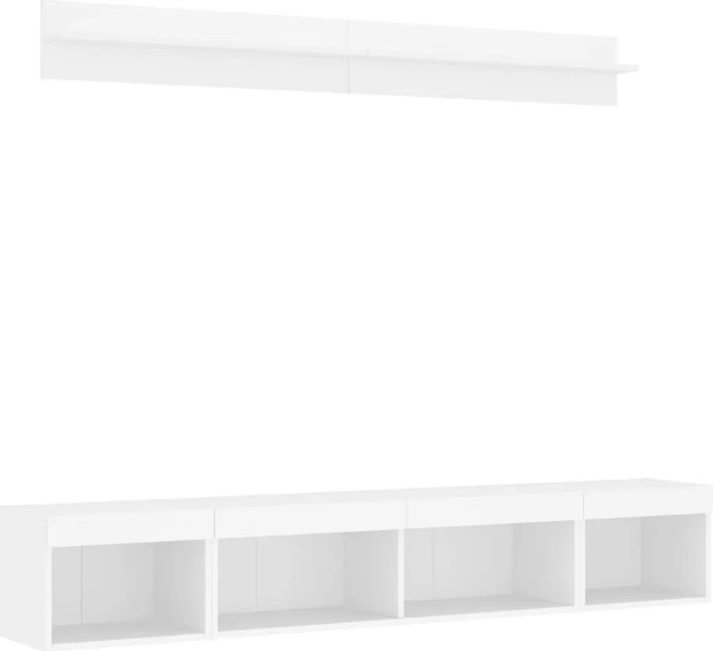 Mobili TV Sospesi con LED Maison Exclusive Bianco: Set 5 Pezzi Elegante - 3