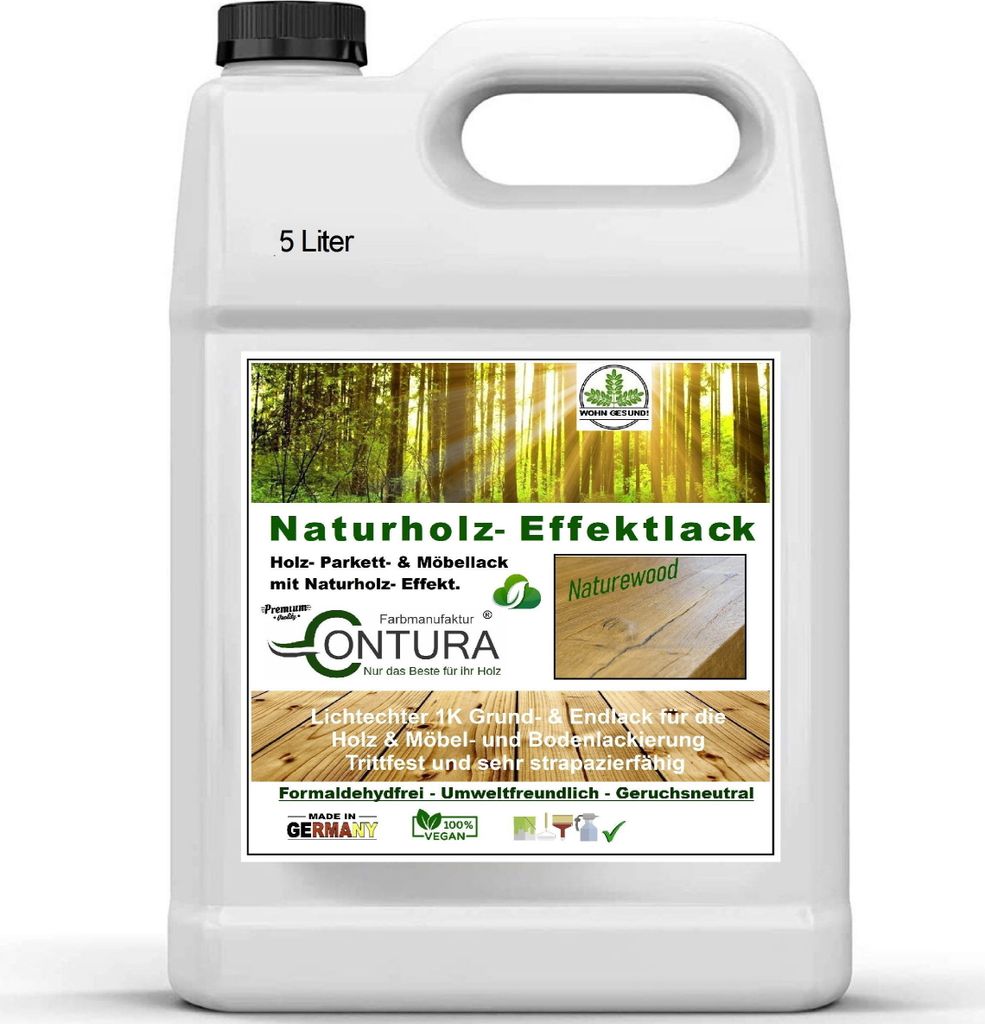 Parkettlack Möbellack Holzlack Naturholzeffekt Lack Matt Naturholz Effektlack - 5Liter
