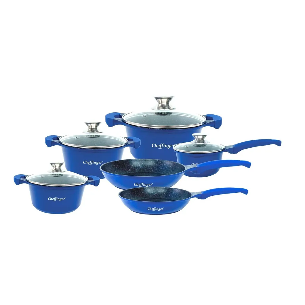 Batteria Pentole Blu 6 Pezzi Moderno - Set Cucinare con Stile