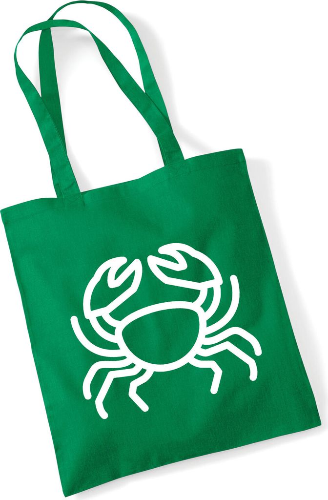Huuraa Jutebeutel Krebs Sternzeichen Symbol 10 Liter Kelly Green Baumwolle Tasche Geschenkidee