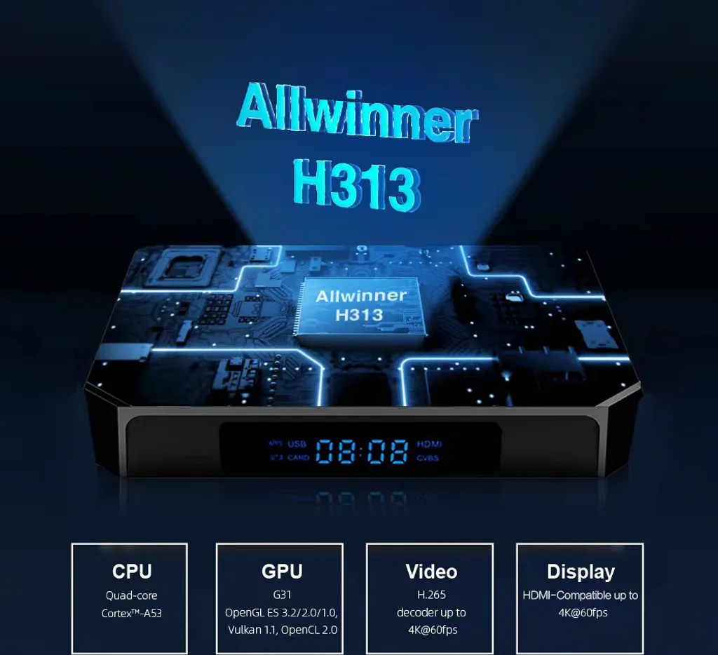 M98PRO TV Box Android 4K UHD avec télécommande vocale et WiFi 2,4 GHz - 9