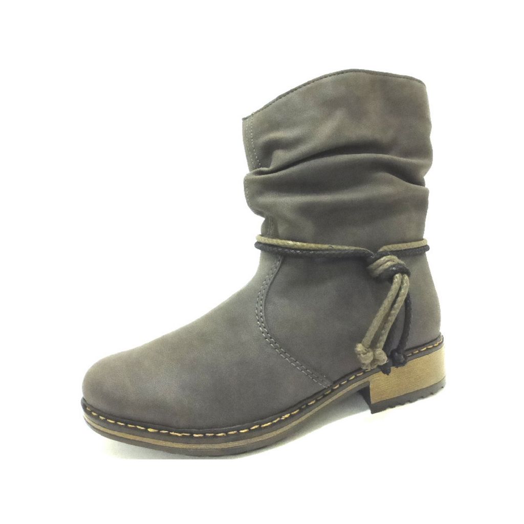 A single gray boot is shown against a white background.