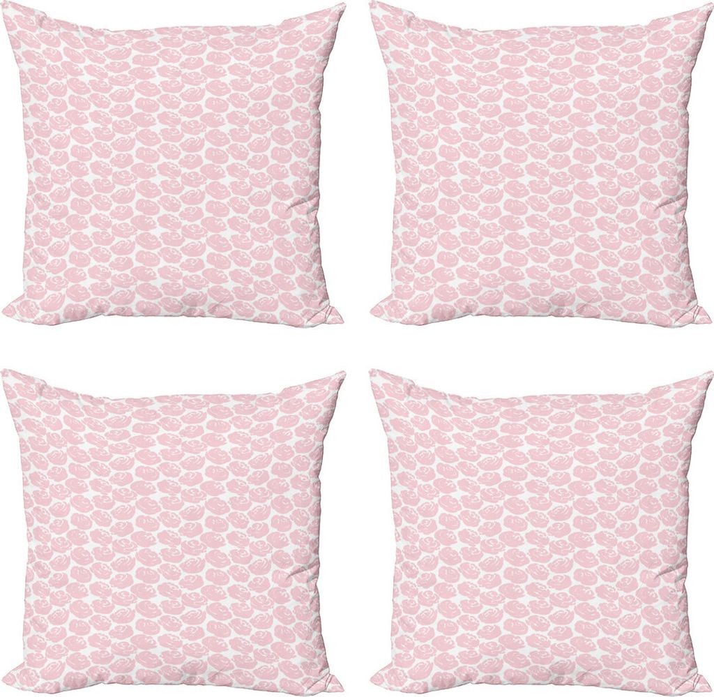 ABAKUHAUS Blume Kissenbezug Set (4 Stück), Floral Einfachheit Rose Kunst, Moderner Doppelseitiger Digitaldruck, 60 cm x 60 cm, Rose Weiß