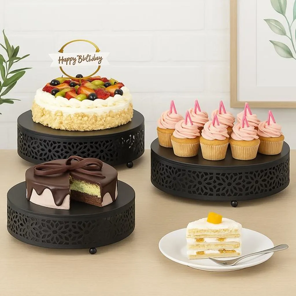 Espositore Per Torte A 3 Livelli – Piattini Quadrati In Plastica Bianca Per Dessert, Buffet E Feste - 5