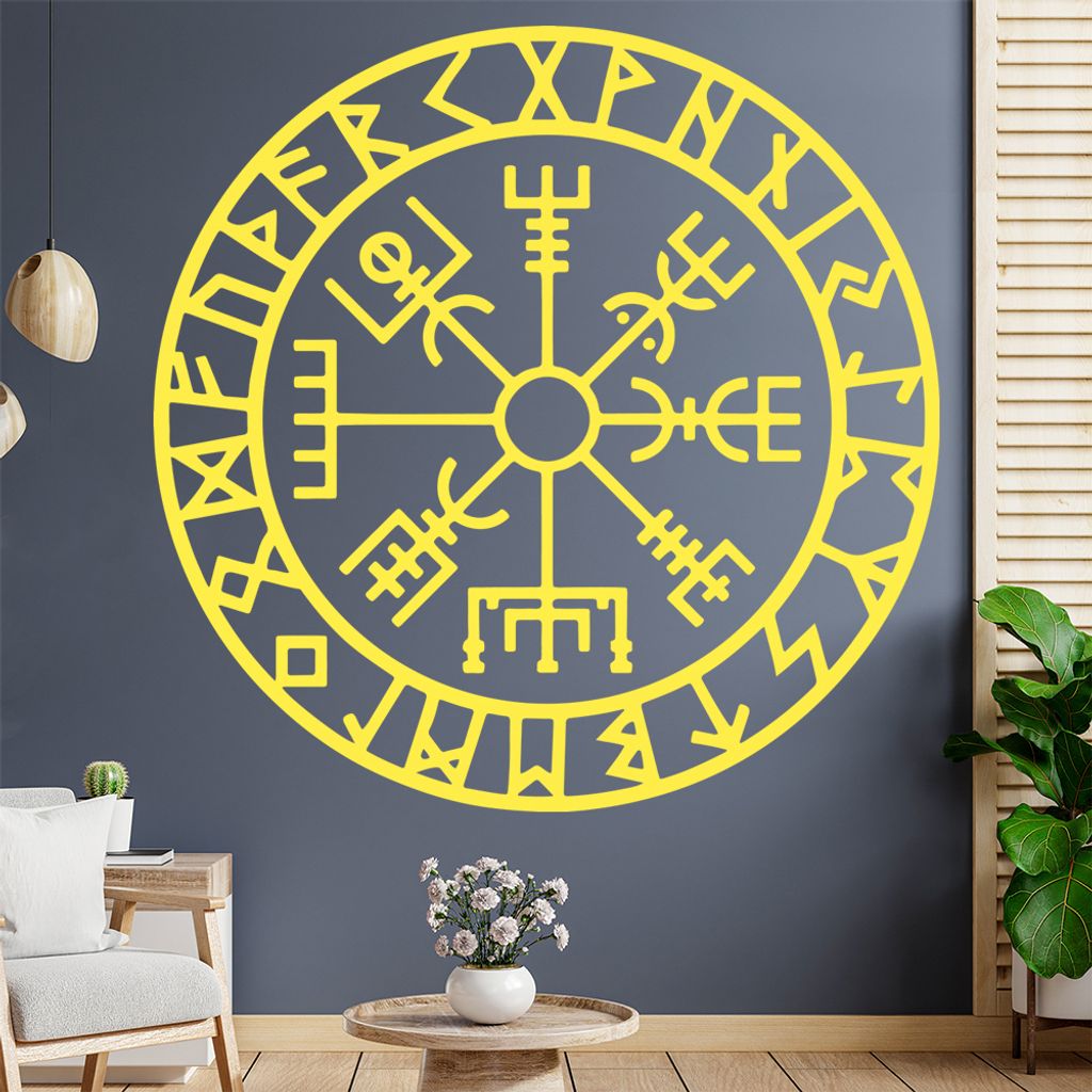 Wikingerkompass Runen Wandtattoo Wandaufkleber Wall Sticker - Dekoration, Küche, Wohnzimmer, Schlafzimmer, Badezimmer