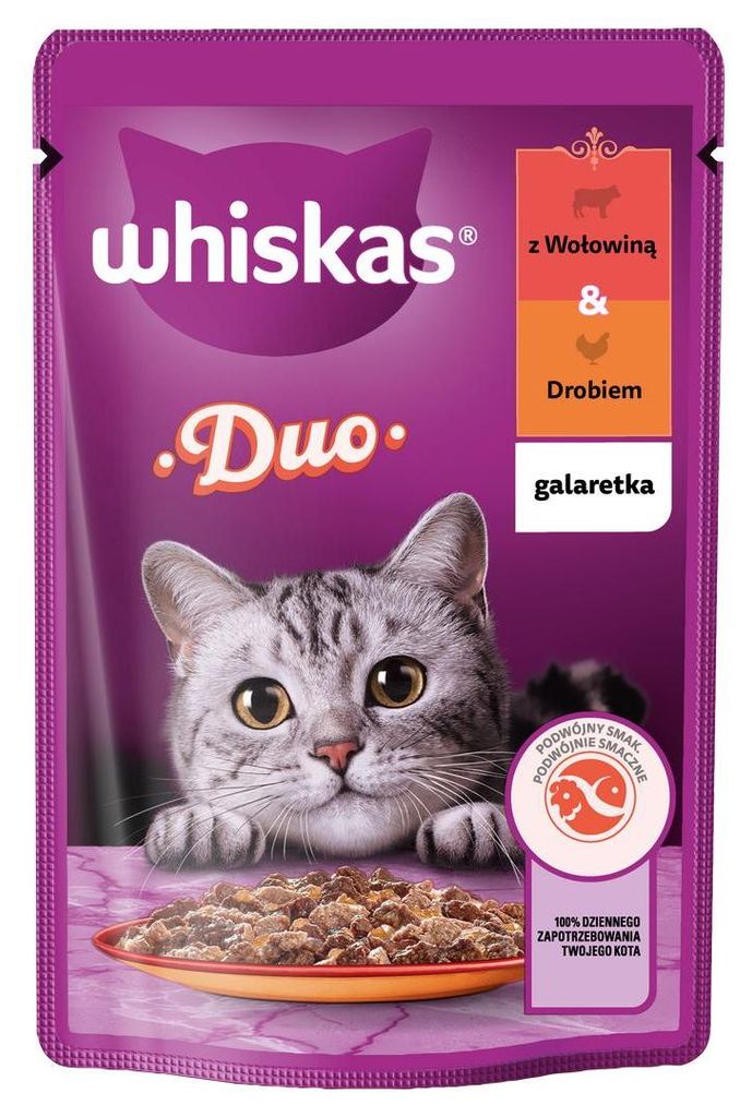 Whiskas Duo Mokra Karma Dla Kotów Z Wołowiną I Drobiem W Zdjęcie produktu 