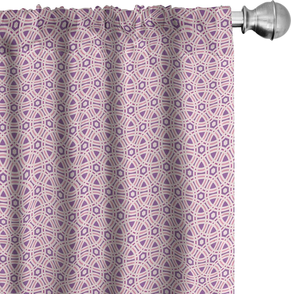 ABAKUHAUS Geometrisch Vorhänge, Gardinen, Kontinuierliche Zusammenfassung Muster mit Kreisen und Hexagone, 2 Stück 75 x 245 cm, Violet Pale Pink