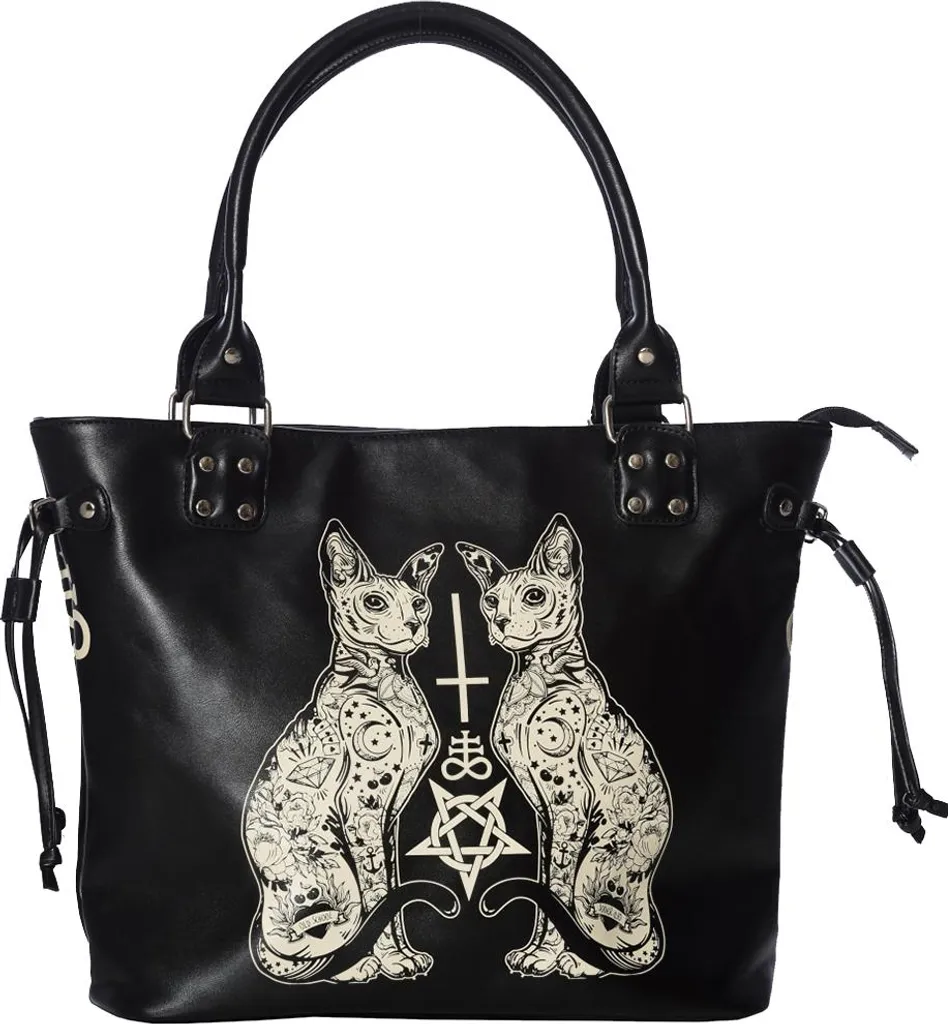 Sac à Main Noir Résistant Chat Sphynx pour Ranger tous vos Accessoires