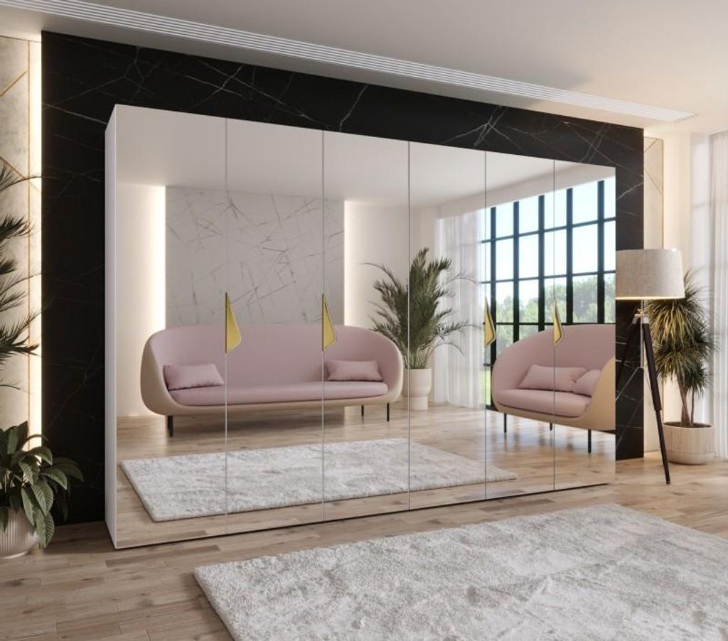 Spiegelschrank mit sechs Türen, 300 cm, AMARIS 3 - weiß / Produktbild 
