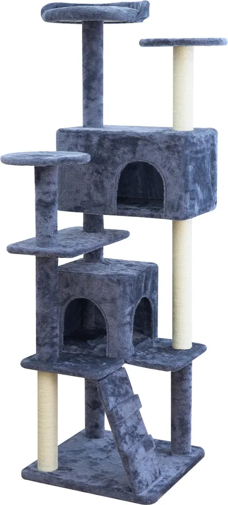 Albero Tiragraffi Aga 170cm Design Moderno Bianco e Grigio per Gatti
