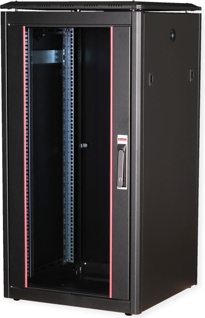 ROLINE Netzwerkschrank Pro 48,26cm 19Zoll 22 HE 600x600 BxT Glastür schwarz