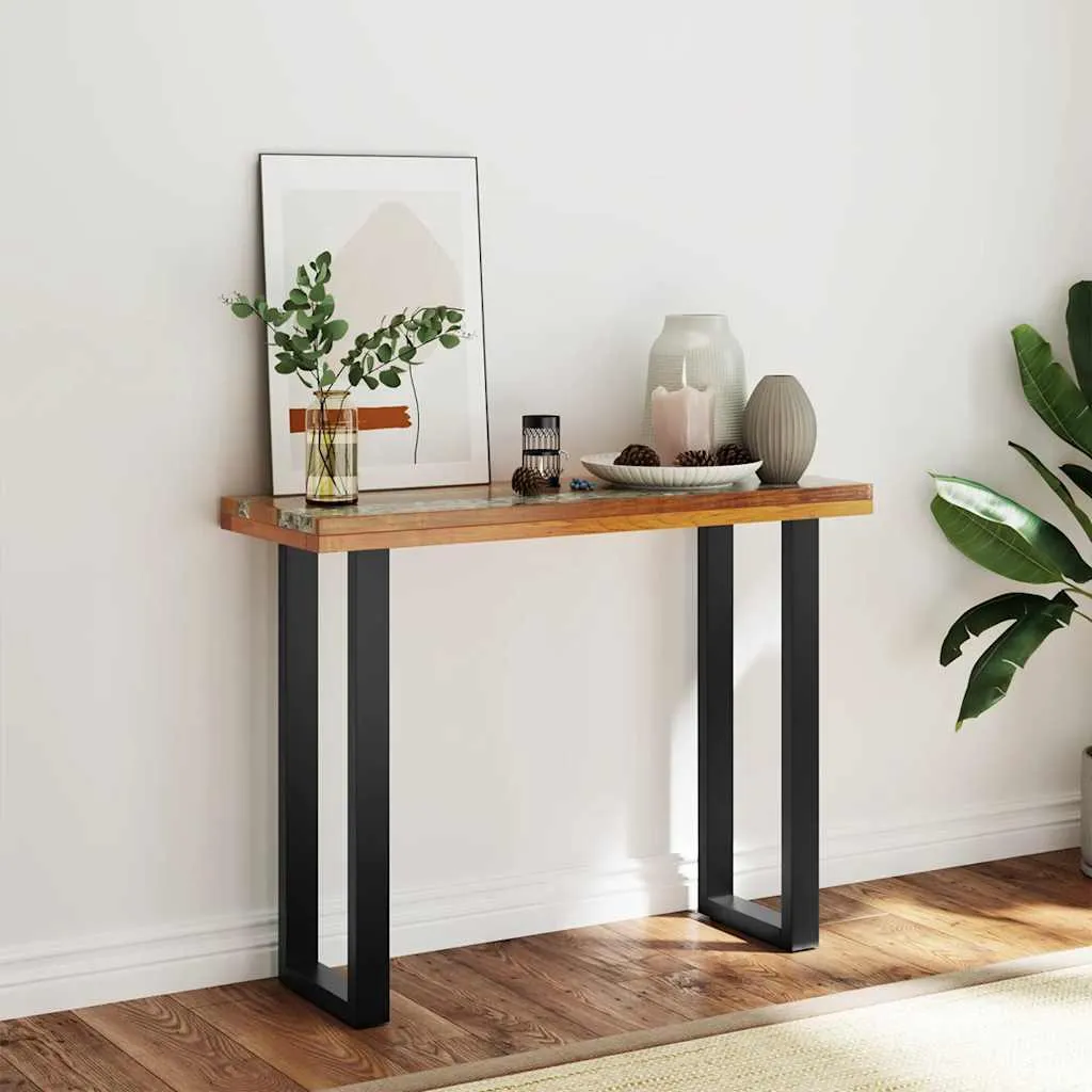 Console teck compacte pour petit espace | Fini le désordre d'entrée