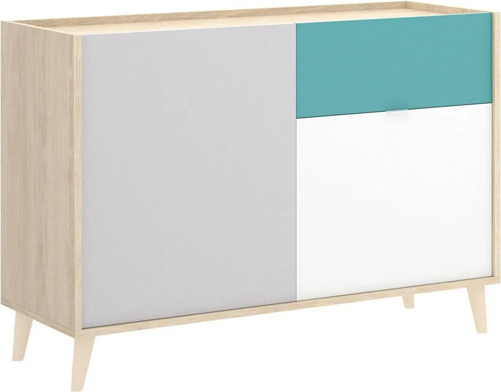 Buffet Ascot 105x43x75 cm blanc avec tiroir pour rangement élégant