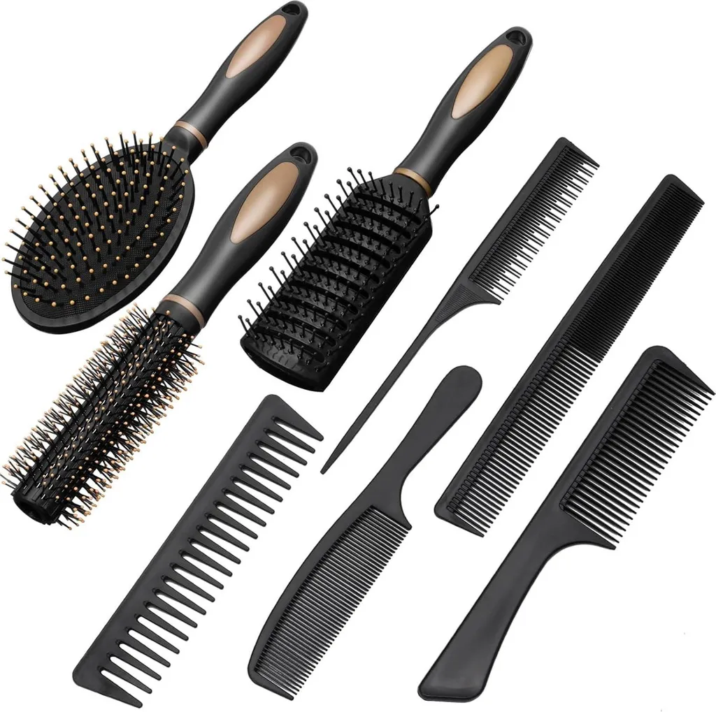 Coffret de brosses à cheveux ergonomiques avec peignes pour massage