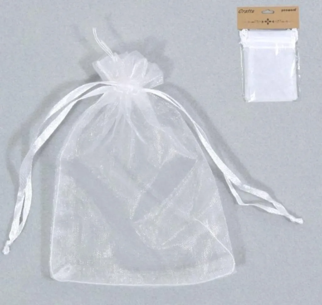 Sacchetti Organza 10x15cm Bianco Seta - Packaging Elegante Cerimonie