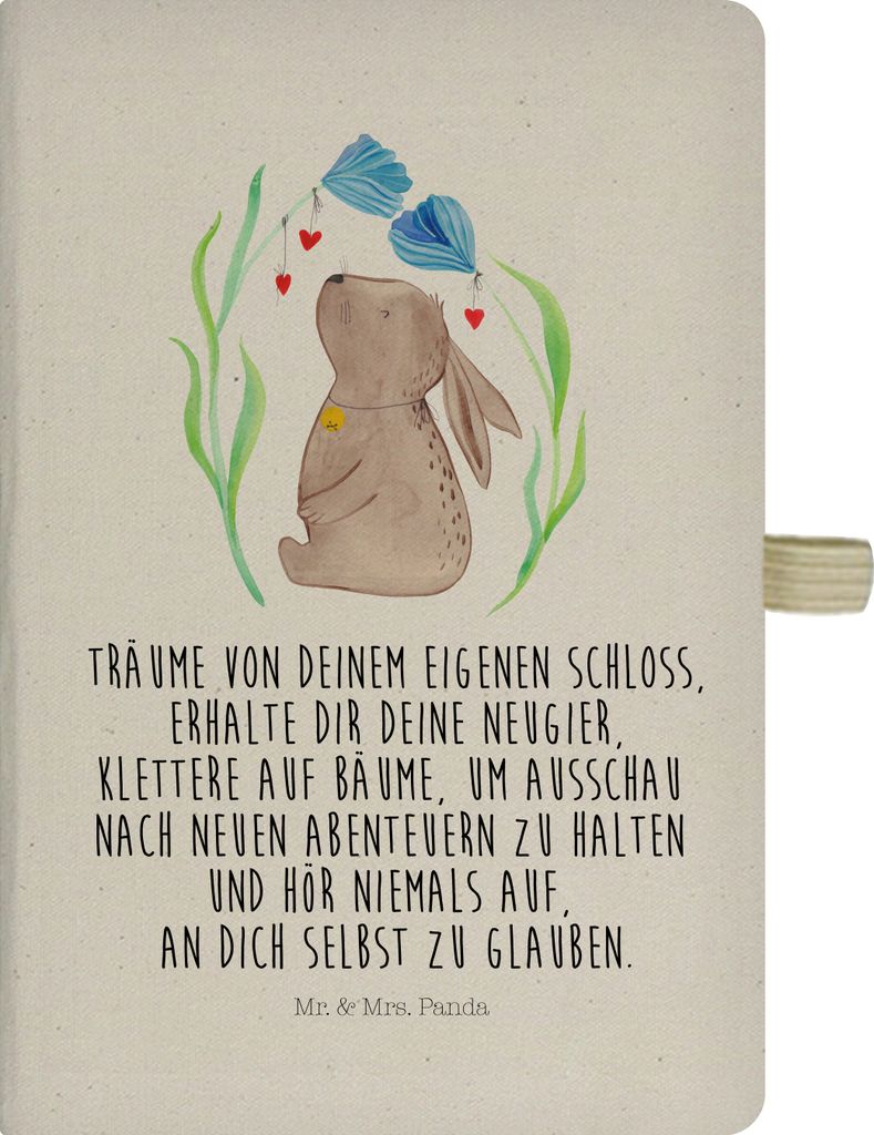 Mr. & Mrs. Panda notizbuch Hase Blume - Transparent - Geschenk, Geburt, A5, Kaninchen, Journal, Kindergeburtstag, Ostern, Geburtstag, Schwangerscha...