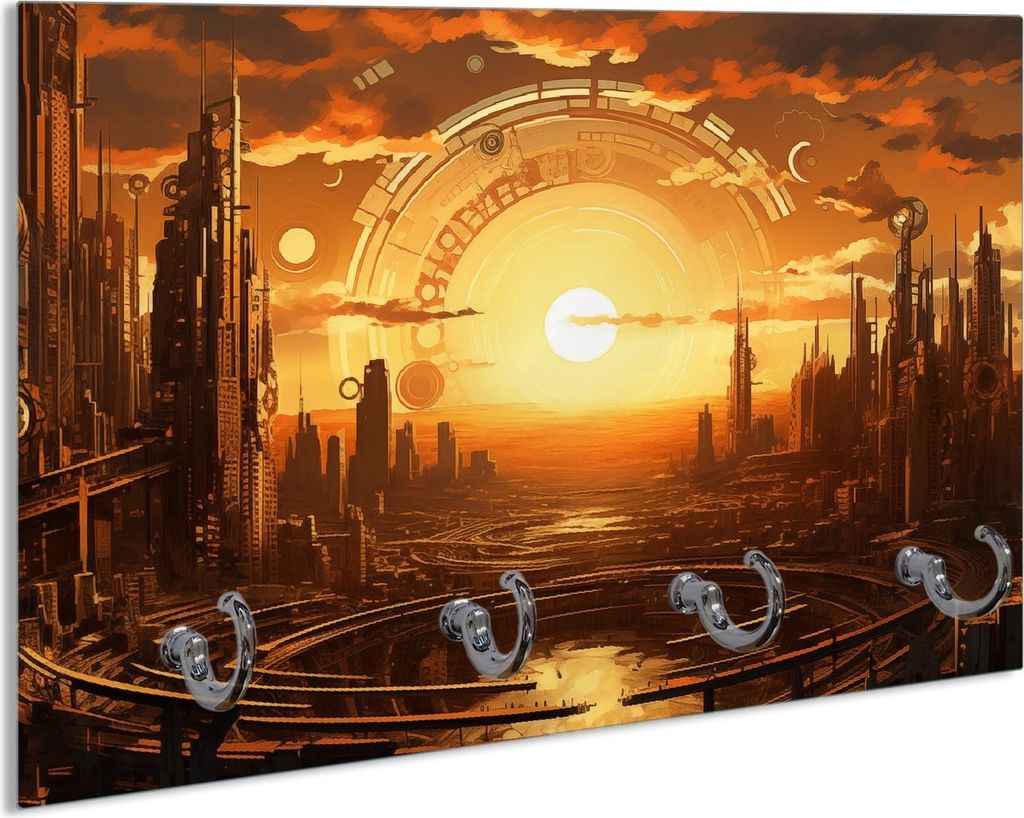 Wallario Handtuchhalter aus Glas, Motiv: Sonnenportal in die Zukunft, 30 x 20 cm mit 4 Haken